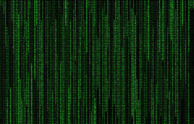 Decorative image: green digits on a black background representing the matrix