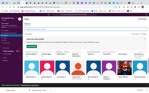 Image of a Slack window showing participants who used the tool to collaborate.