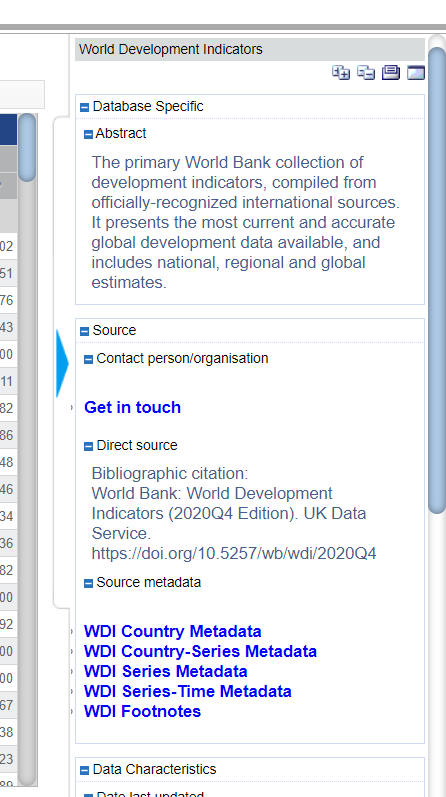 example of citation information from UK Data Service international data platform