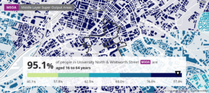 Map of the Middle Layer Super Output Area for University North & Whitworth Street