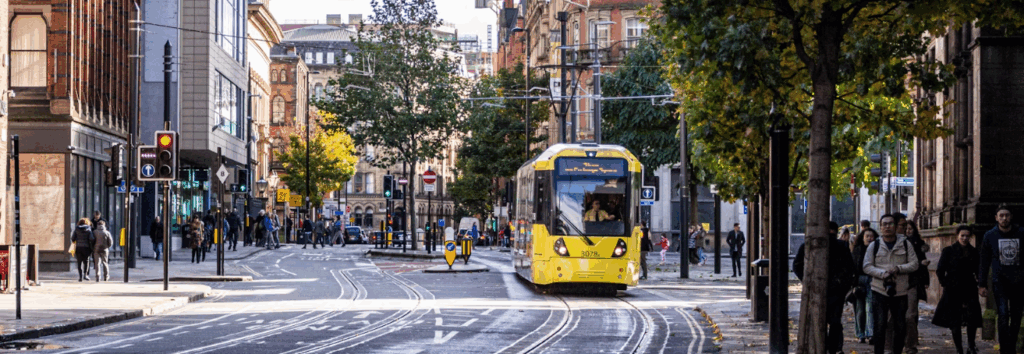 A busy street in Manchester