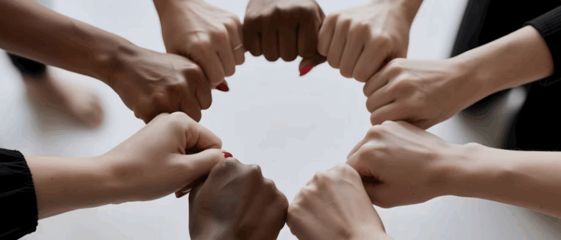 Circle of linked hands